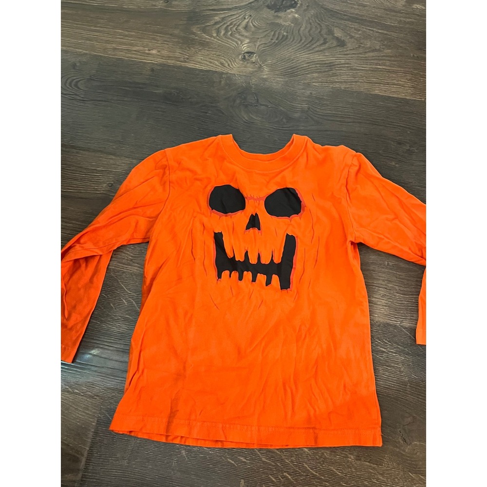 The Childrens Place Kids Orange Jack-O-Lantern Halloween Graphic Tee Shirt 5/6